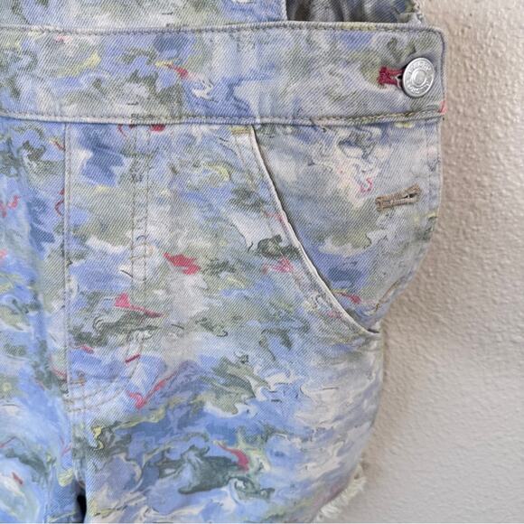 Pilcro Anthropologie Cut Off Denim Short Overalls Womens 25 Pastel Beachy Jean - Picture 7 of 12